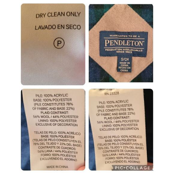 Pendelton Women's Fuzzy Sherpa Jacket Sz Small Full Zipper Blue Plaid Pockets - Picture 10 of 10